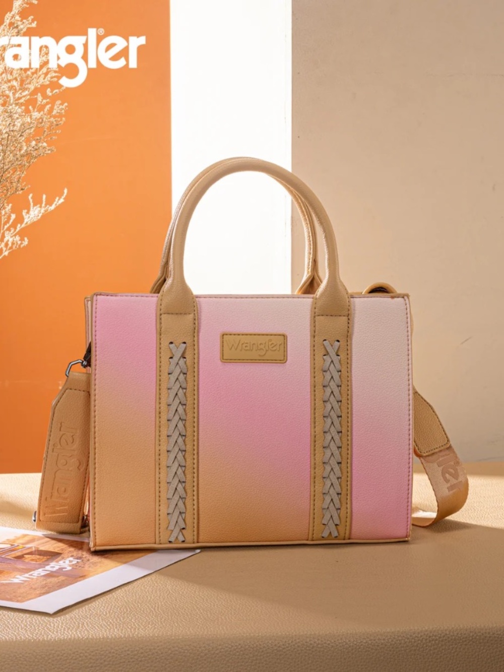 Wrangler Ombre Western Tote/Crossbody - Tan - Picture 2 of 7